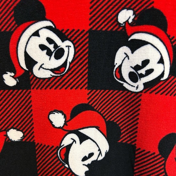Disney Mickey Mouse Christmas Pajamas Large Red Black Plaid Minky Plush NWT NEW - Picture 2 of 10